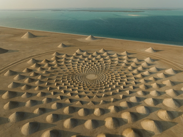 Jim Denevan inaugura una instalación monumental de arena en Abu Dhabi - Imagen Principal